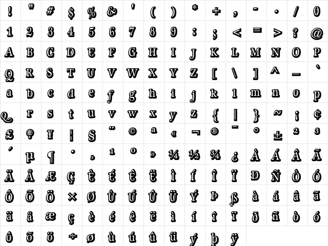 GeistShadow Regular  glyph index