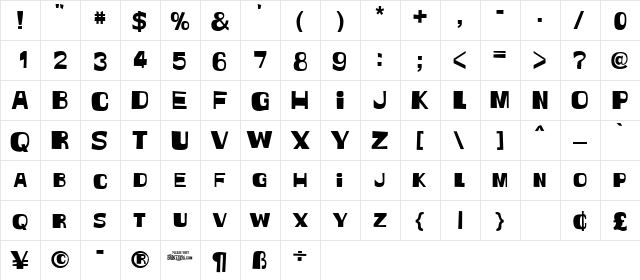 Witless Regular  glyph index