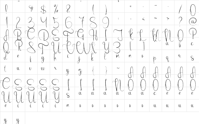 Emanuela Regular  glyph index