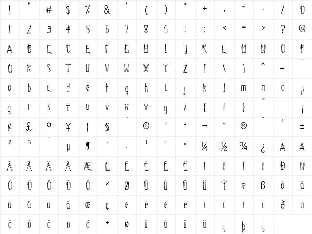 Bad Cabbage ICG Primal Regular  glyph index