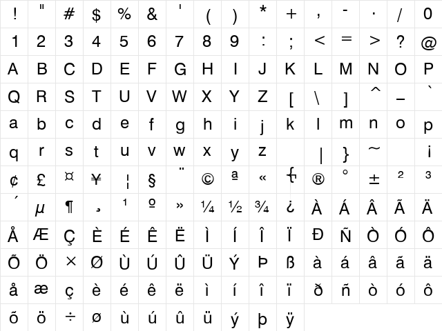 Hailsten Regular  glyph index