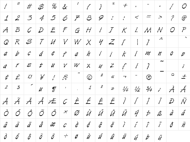 DTCVanDijkM19 Regular  glyph index