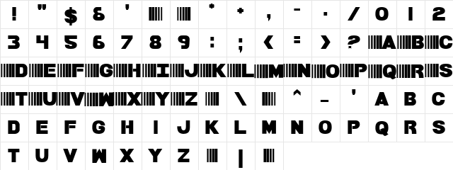 Bamf Bold Bold  glyph index