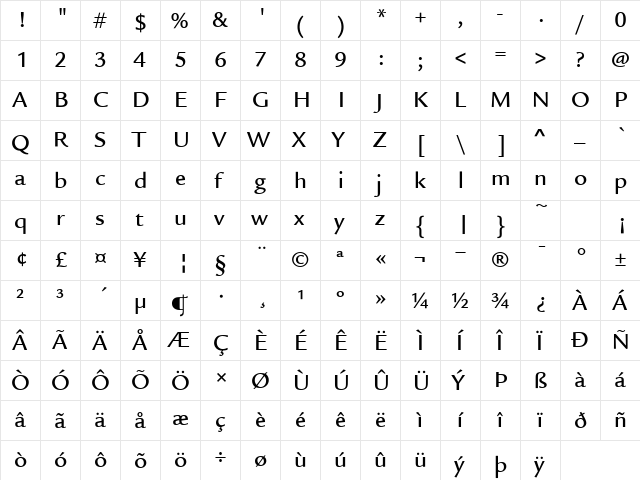 LegacySansITC-Medium Medium  glyph index