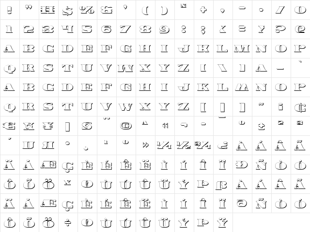 Legal Tender 3D 3D  glyph index