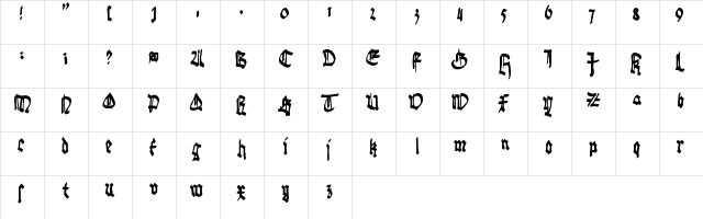 New Regular  glyph index