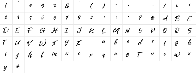 Alansky Regular  glyph index