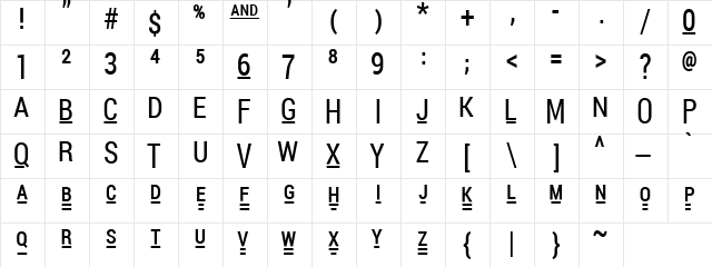 Pocket Thrilled FP Regular  glyph index