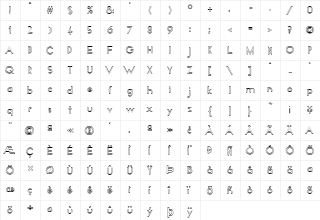 FZ BASIC 19 HOLLOW Normal  glyph index