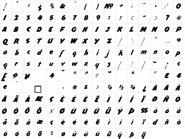 LHF Cincinnati Poster OVERSTROKE Regular  glyph index