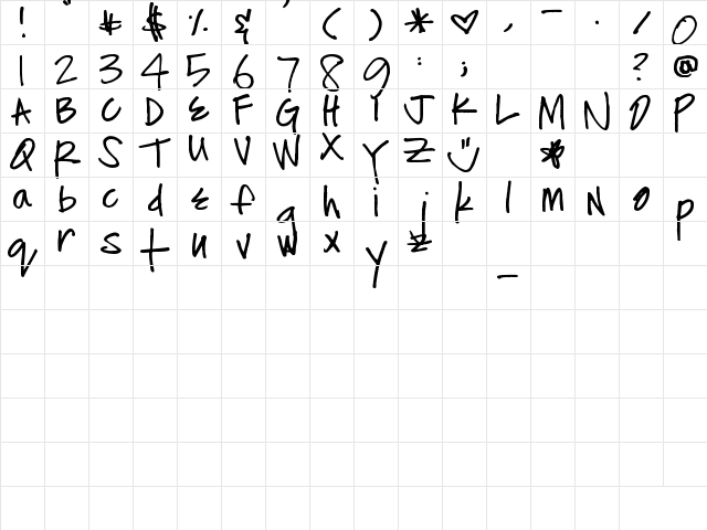 Pea Monica Regular  glyph index