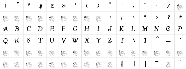 ChristmasSleighRide Regular  glyph index