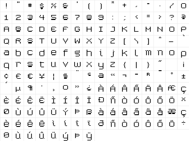 Caliper ExtraWide  glyph index