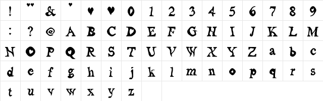 Random_at_heart__by_lae Regular  glyph index