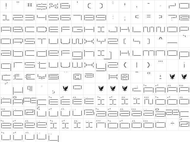 ReversionBroken Thin  glyph index