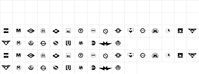 Subway Sign normal  glyph index