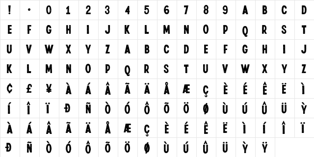 Riverside Texture Regular  glyph index