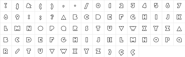 Ciclope Black Black Outline  glyph index