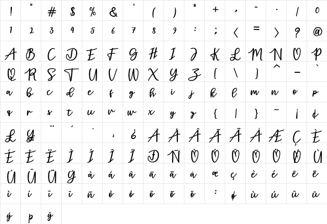 adamd Regular  glyph index