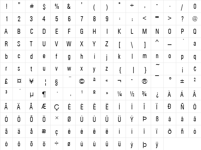 URWAccidaliaBucTLigCon Regular  glyph index