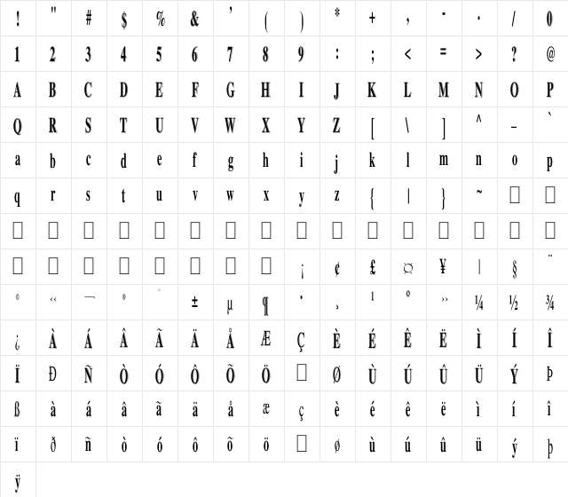 BD Journal Regular  glyph index