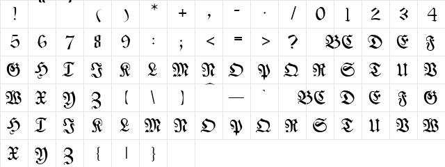 BarbourCapsSSK Regular  glyph index