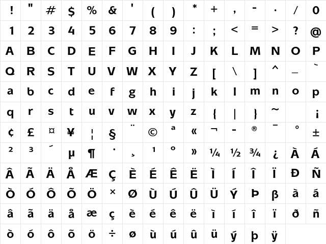 Mixage ITC Std Bold  glyph index