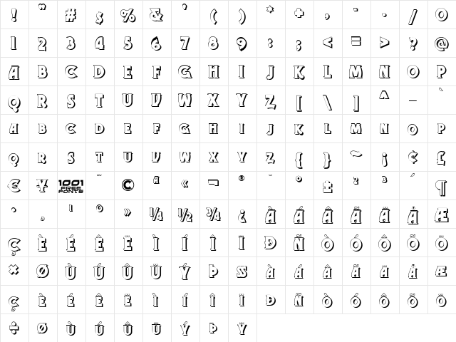 Gramophone Shaded NF Regular  glyph index