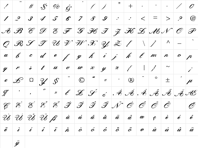 KRONVIK Regular  glyph index