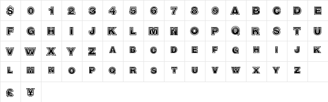 RealTrap Regular  glyph index