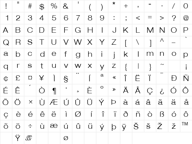 ContextRepriseLightExpSSK Bold  glyph index