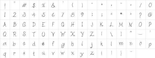 LD Chicken Scratch Regular  glyph index