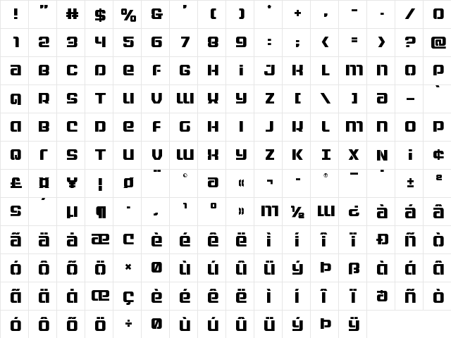 Globe Trekker Title Regular  glyph index