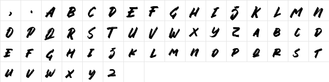 Jungle Bloods Regular  glyph index