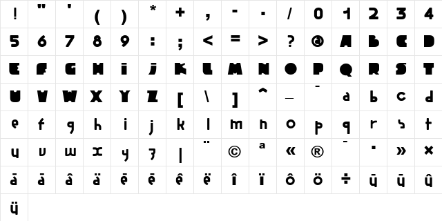 skull_font00 Regular  glyph index