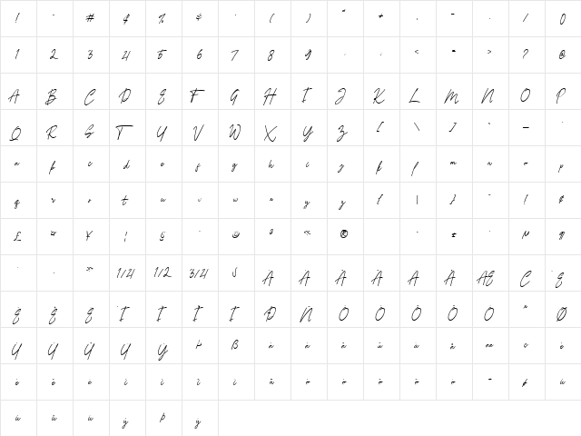 The Promised Regular  glyph index