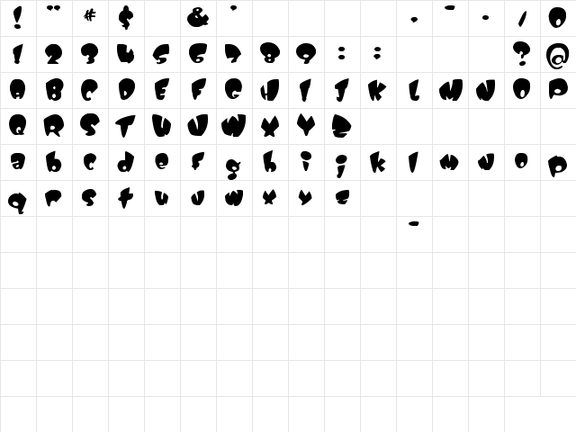 Kitty Weed Regular  glyph index