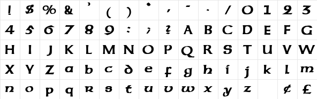 Codex SSi Regular  glyph index