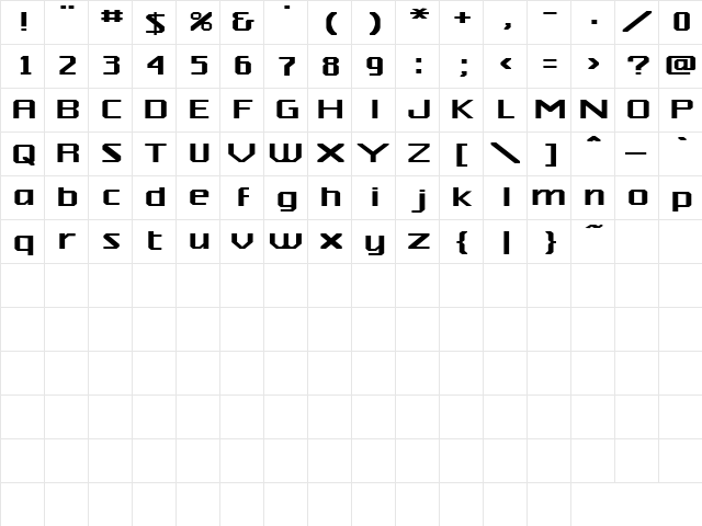 Big Money 2 Regular  glyph index