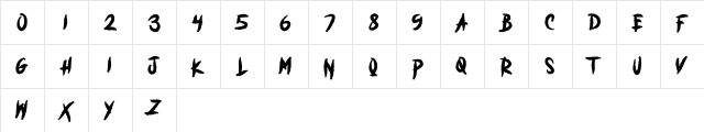 MYSTERIA Regular  glyph index