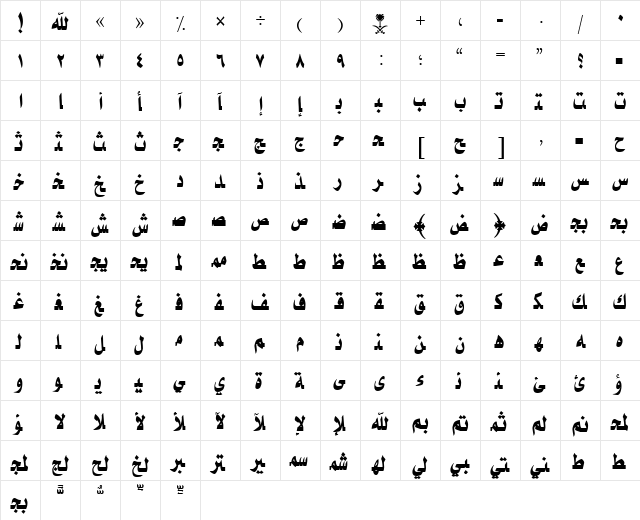 AYM Taybah S_U normal. Normal  glyph index