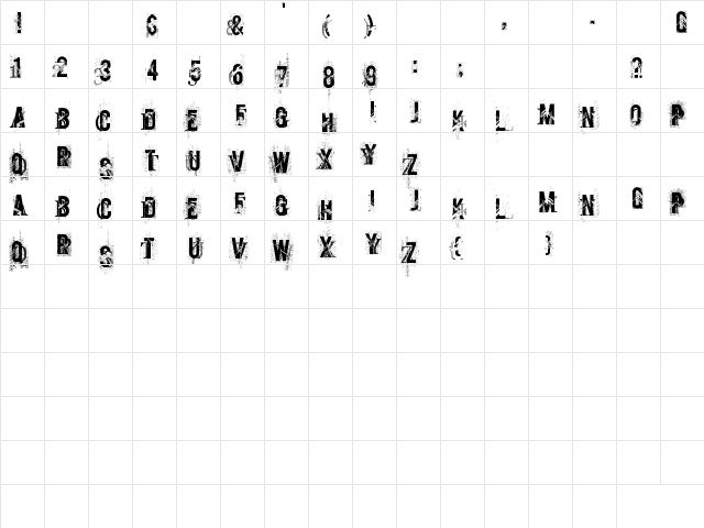 screamo Regular  glyph index
