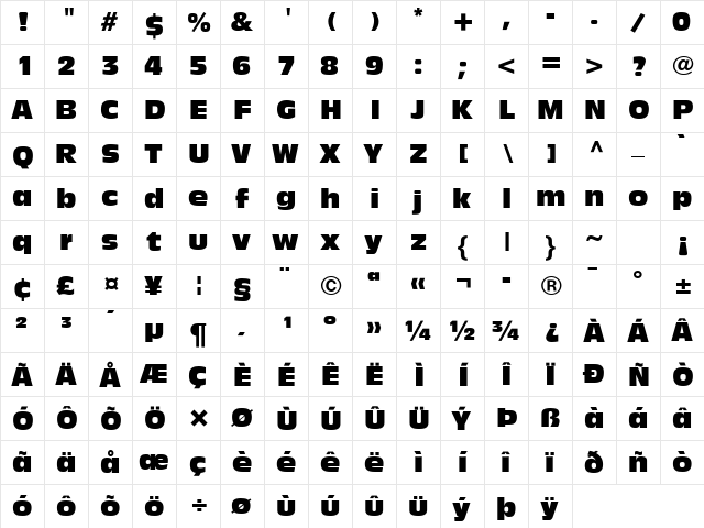 Antique Olive Compact  glyph index