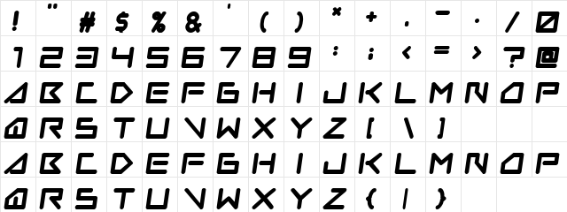 Joe James Regular  glyph index
