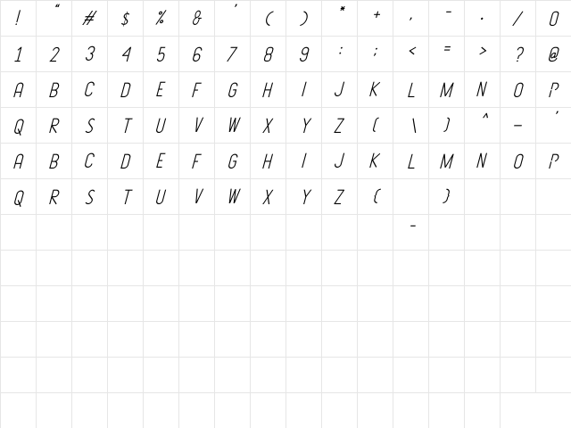 Queen Signature Duo Italic Regular  glyph index