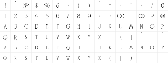 LHF Stetson EXTRACT  glyph index