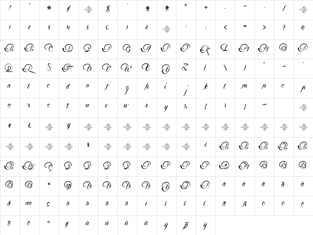 Beautifuly Beautifuly  glyph index