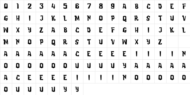 WOODPECKER Demo Regular  glyph index