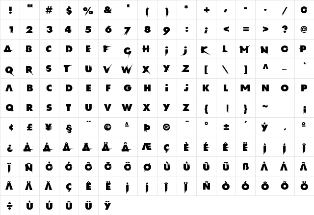 Akira Regular  glyph index