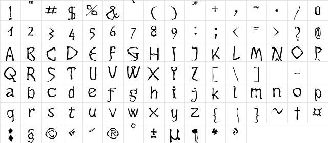 Dikovina Regular  glyph index